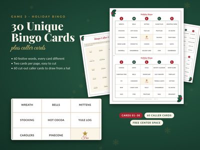 Christmas holiday bingo sample pages