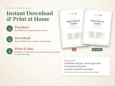 Instant download and print at home: US Letter and A4