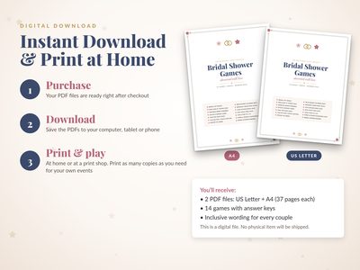 Instant download and print at home: US Letter and A4