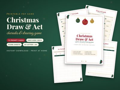 Christmas Draw & Act Game Pack: cover with act-it-out and draw-it card pages