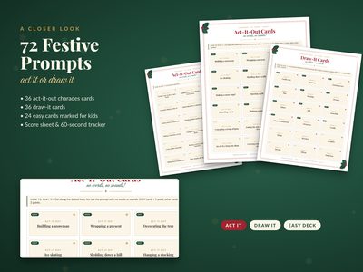 Sample pages: act-it-out cards and draw-it cards