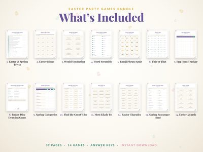 What's included: 14 Easter games with 30 bingo cards and answer keys