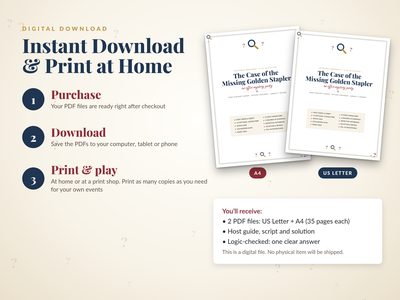 Instant download and print at home: US Letter and A4