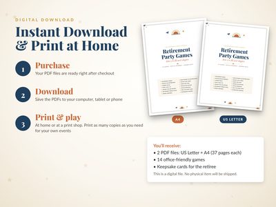 Instant download and print at home: US Letter and A4