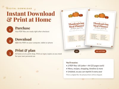 Instant download and print at home: US Letter and A4