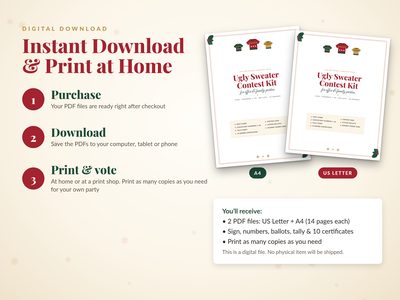 Instant download and print at home: US Letter and A4